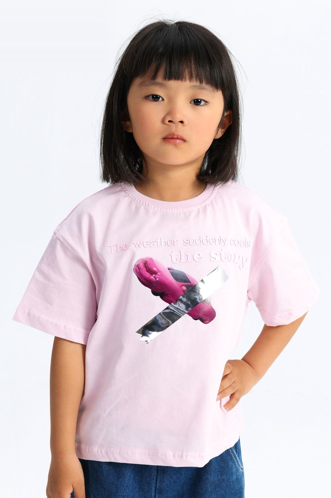 Girls’ Pink Rose Graphic T-Shirt – front view