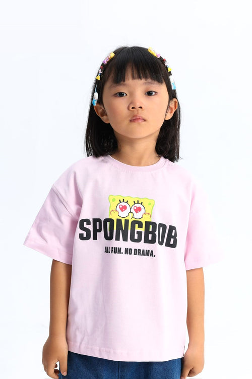 Girls’ Pink Cartoon Graphic T-Shirt – front view