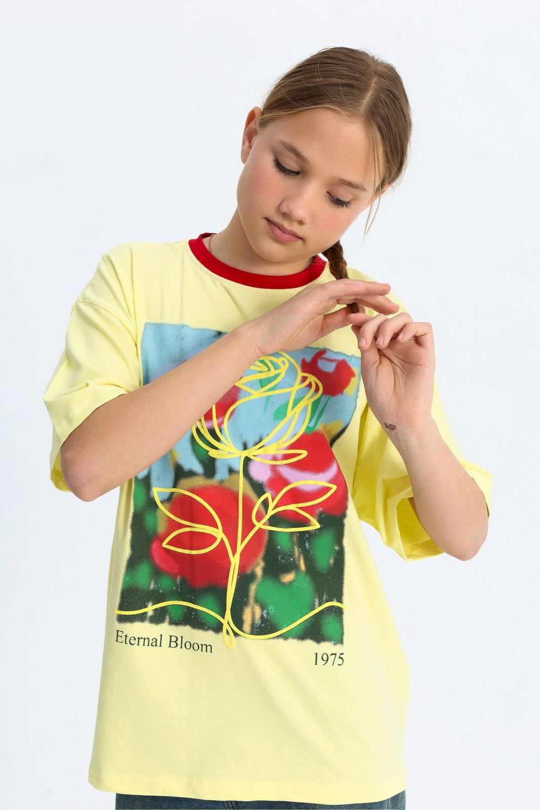 Girls’ Yellow Eternal Bloom Graphic T-Shirt – front view
